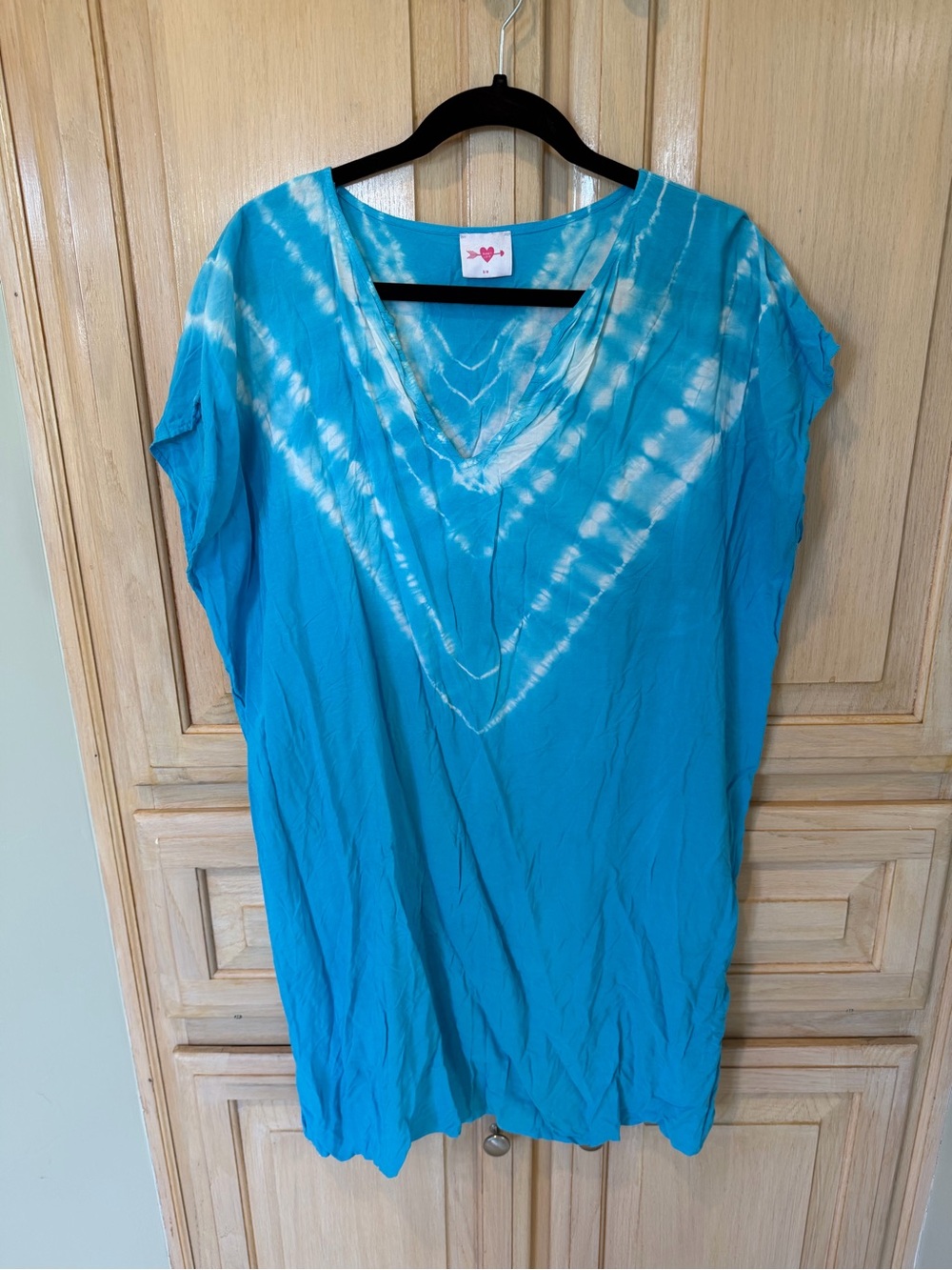 BuddyLove Turquoise Tie-Dye V-Neck Caftan Tunic Dress Cover-Up XL